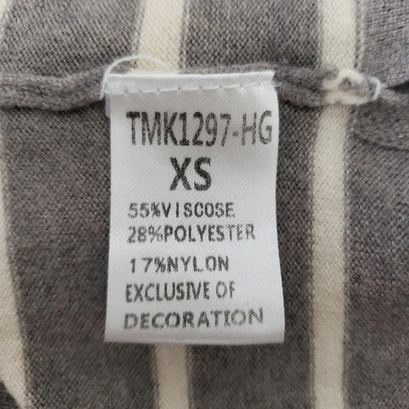 THML Sweater Gray Striped Star Print Long Sleeve Knit Pullover Top - Picture 6 of 7